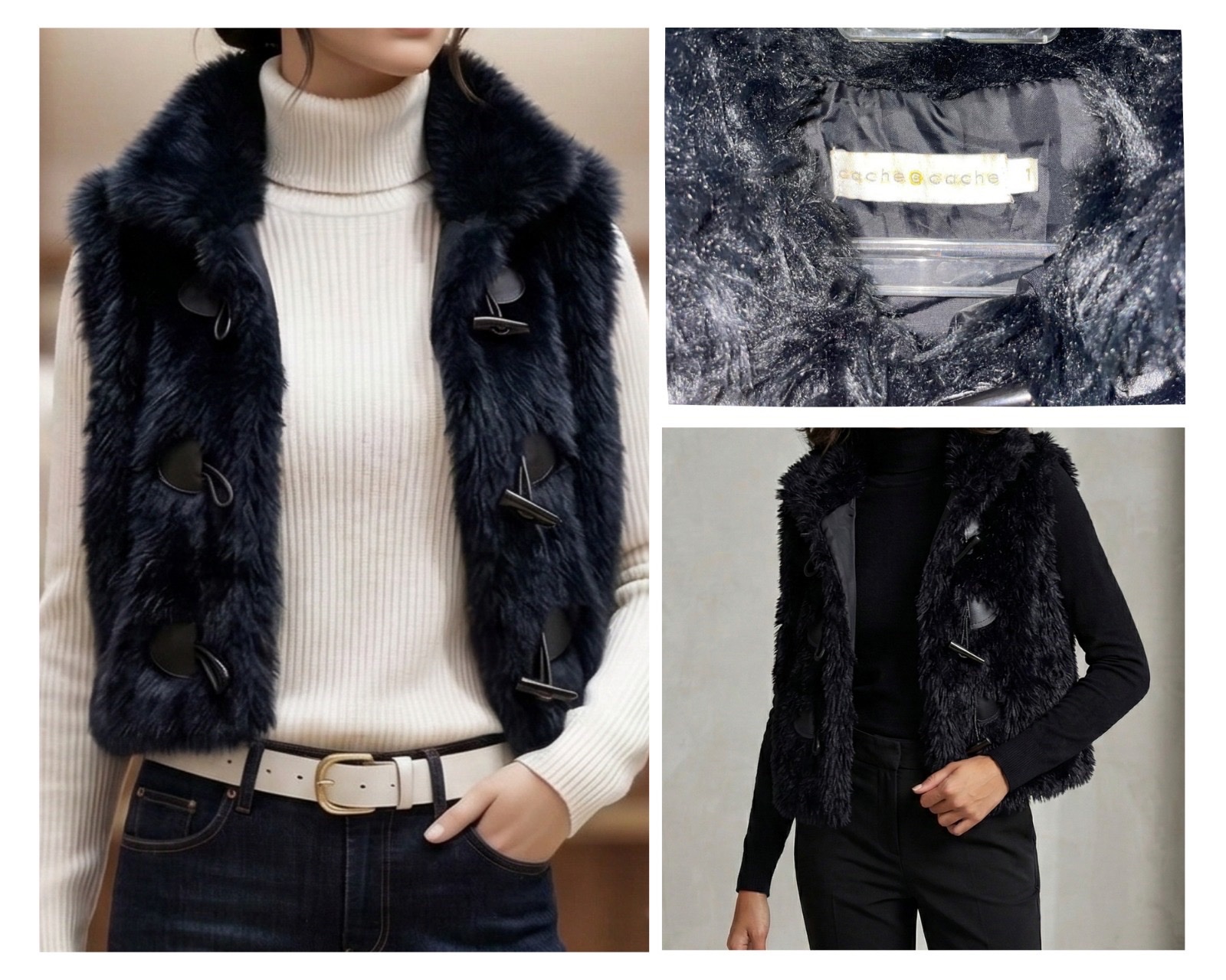 Sans Manches en Fourrure Noir – Élégant🖤✨