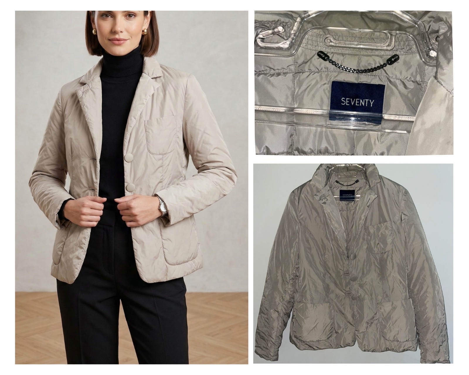 Veste Blazer Matelassée Beige – Élégance Moderne "Seventy"