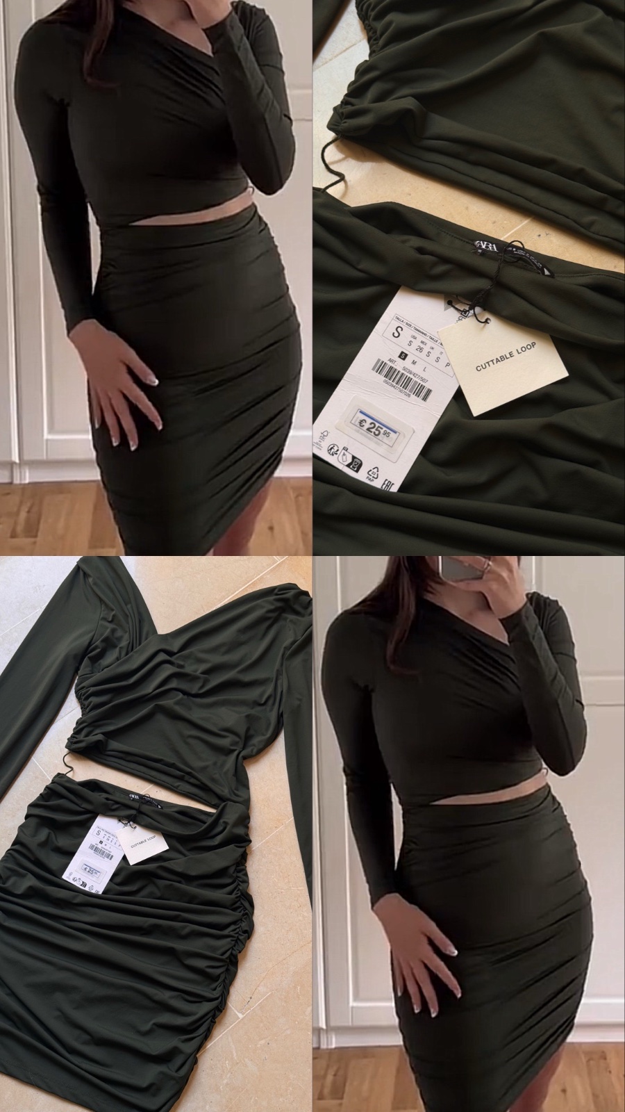 Robe zara drapée kaki
