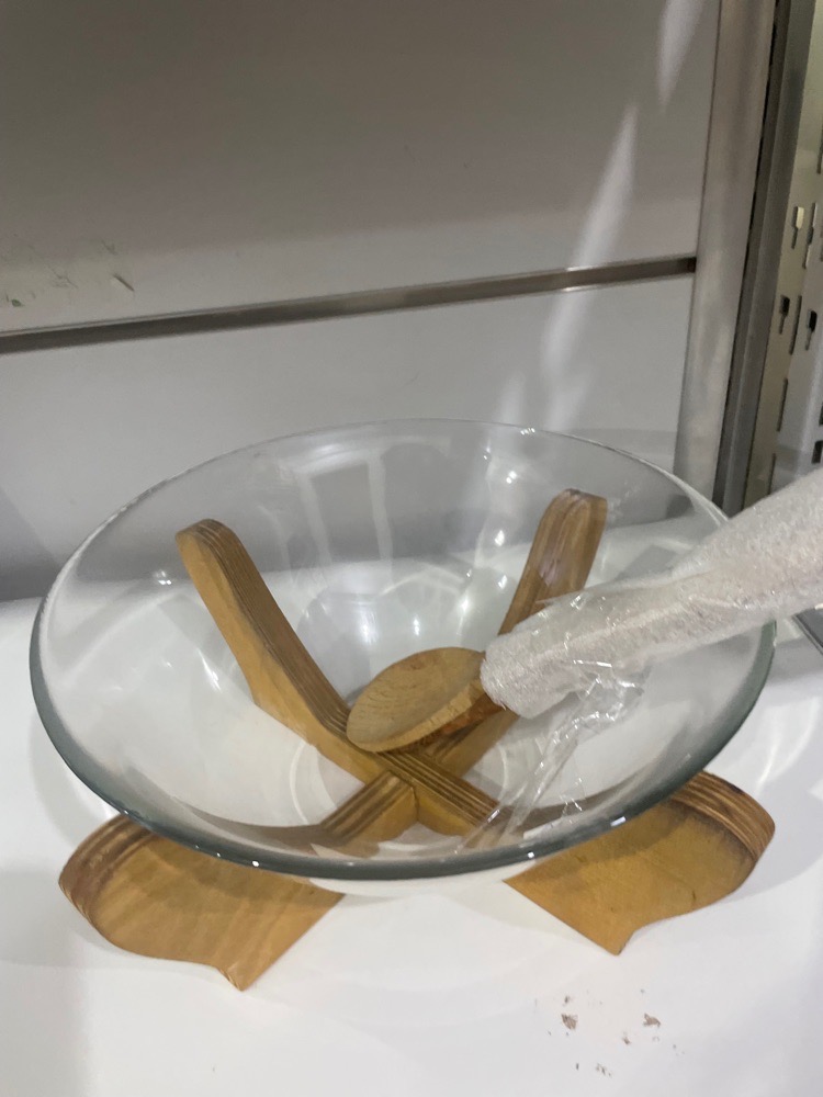 Saladier avec support et cuillère en Bois 