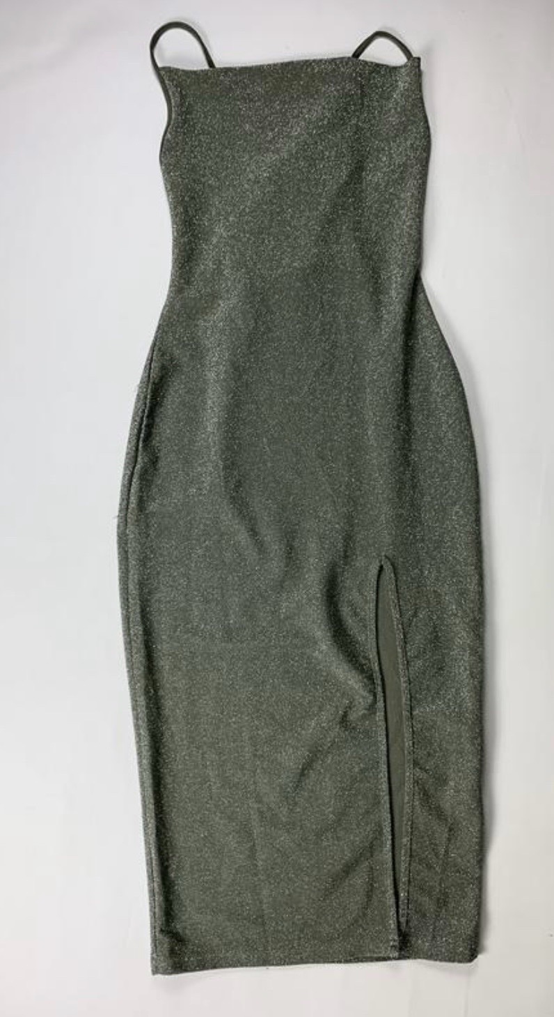 Robe soirée bling bling en vert militaire