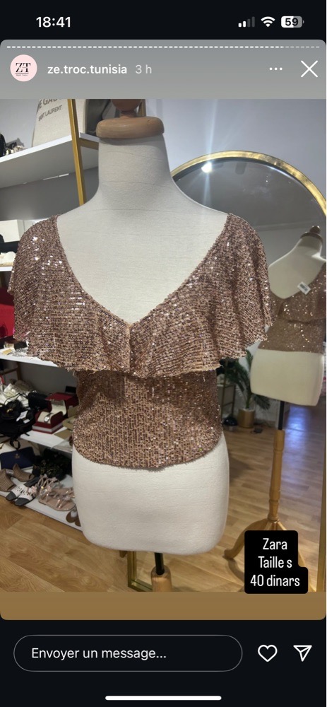 Crop top zara sequin bronze