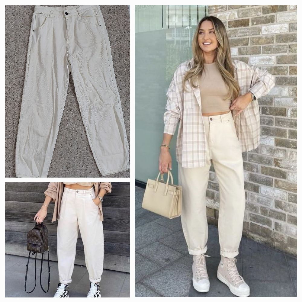 Pantalon shein beige clair 