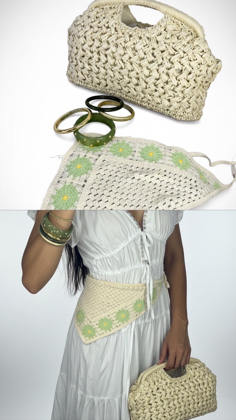 Lot foulard sac et braceltes