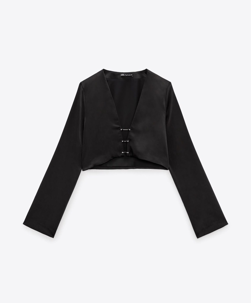 Z ARA SATIN TOP WITH PIERCING DETAIL