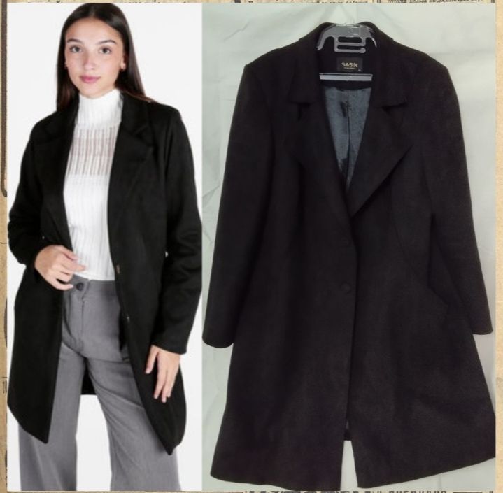 Sublime veste manteau noir de très bonne qualité à petit prix 