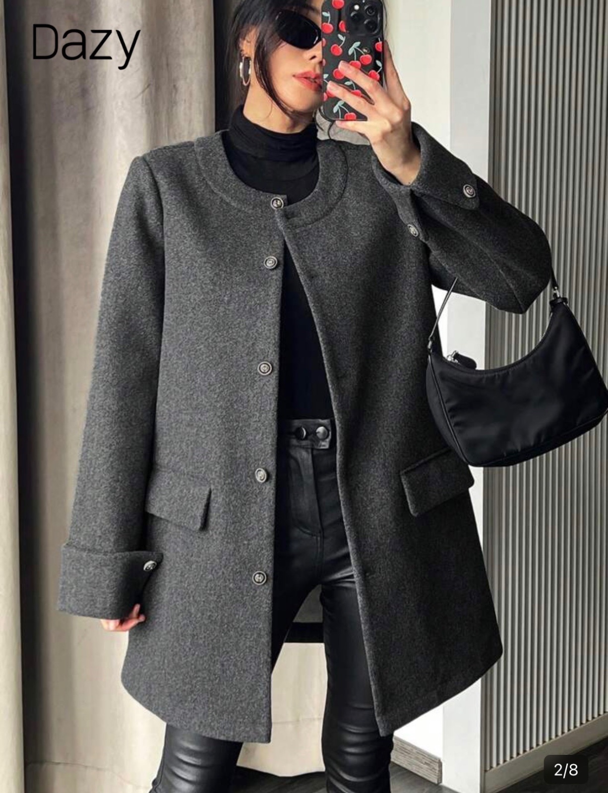  Veste Régulière Mi-Longue , Gris foncée 