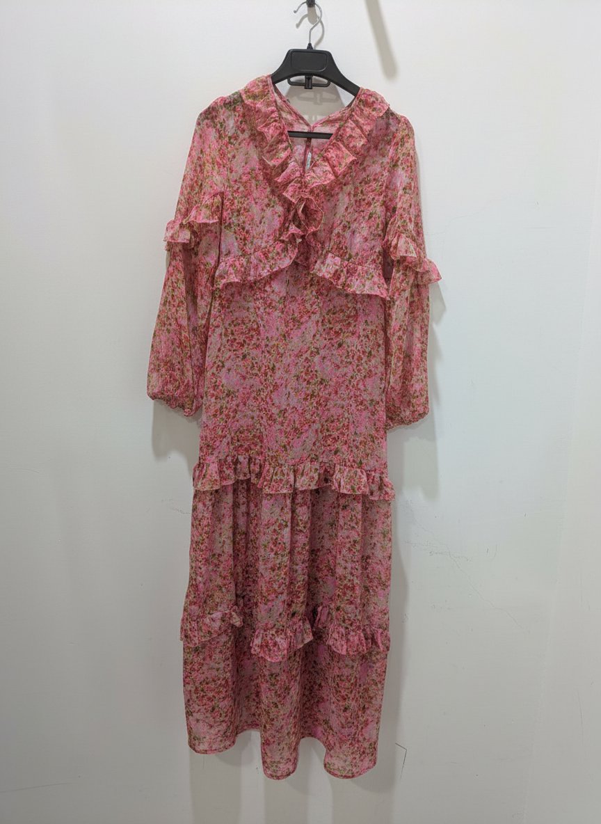 Robe Longue Florale à Volants – Style Bohème Romantique