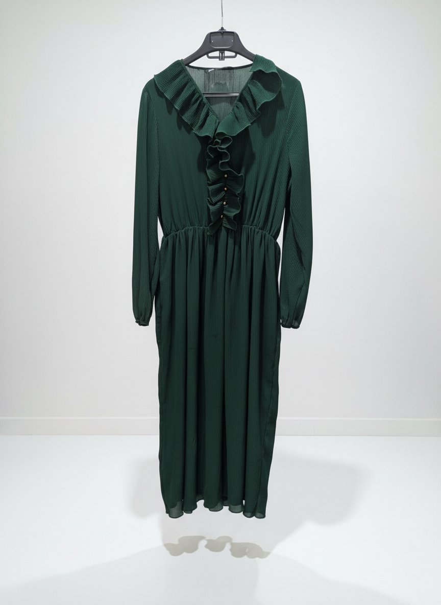 Robe Plissée Zara Vert Émeraude – Chic & Raffinée