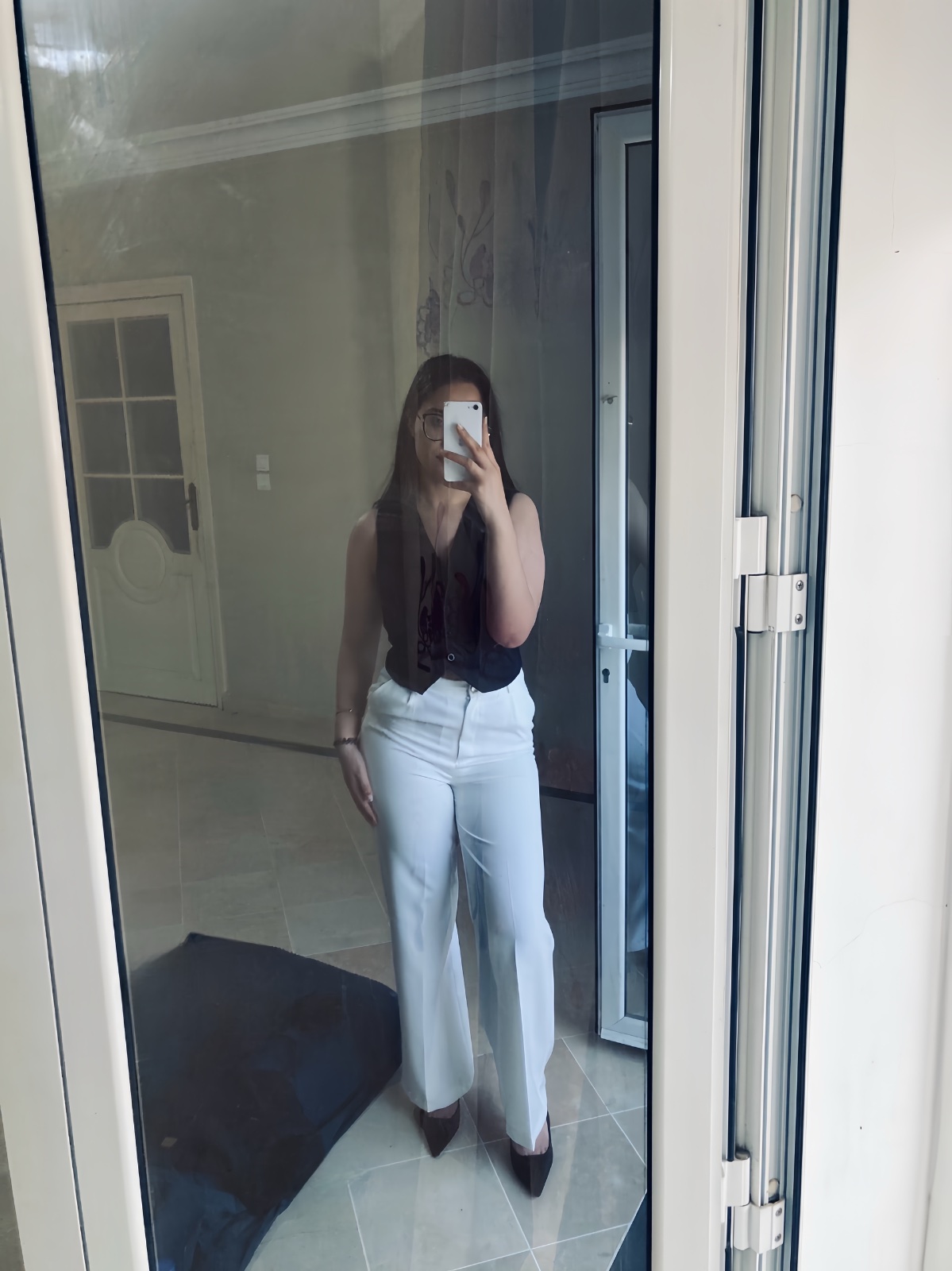 Pantalon large en blanc