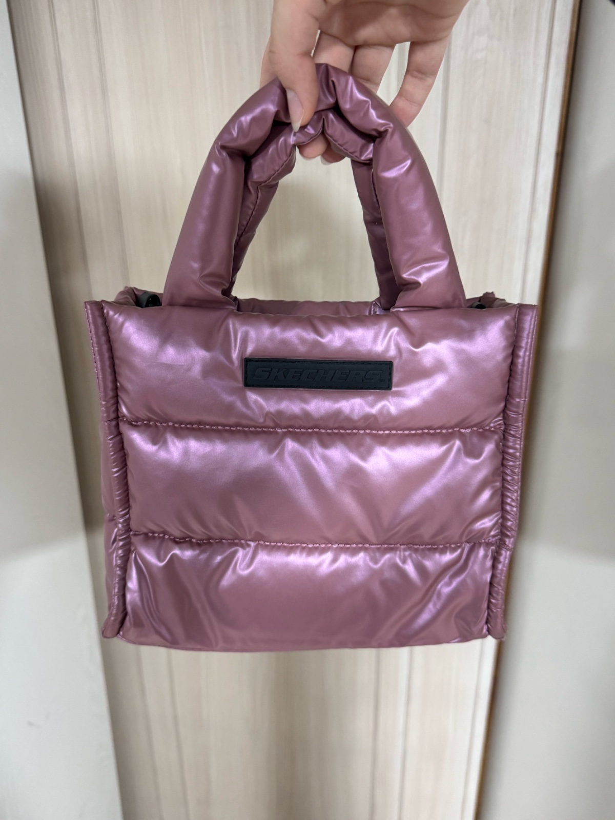 Sac matelassé rose effet satiné