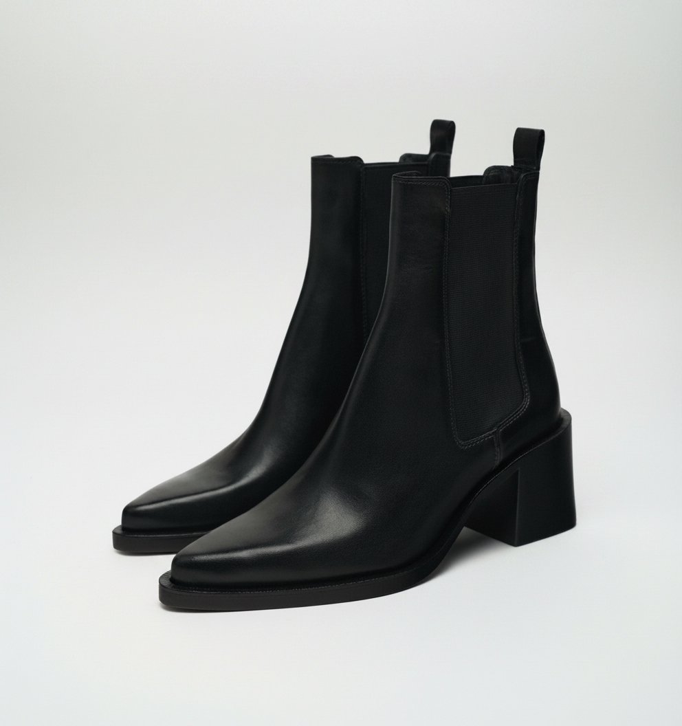 Zara chaussures: style bottines avec talons. Détail de surpiqûre sur la tige. Fermeture zippée latérale. Talons hauts en bloc. Bout pointu. 