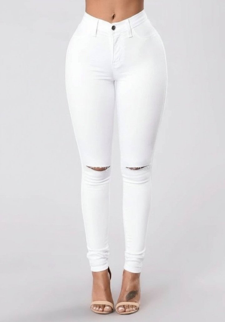 Pantalon blanc taille haute skinny 