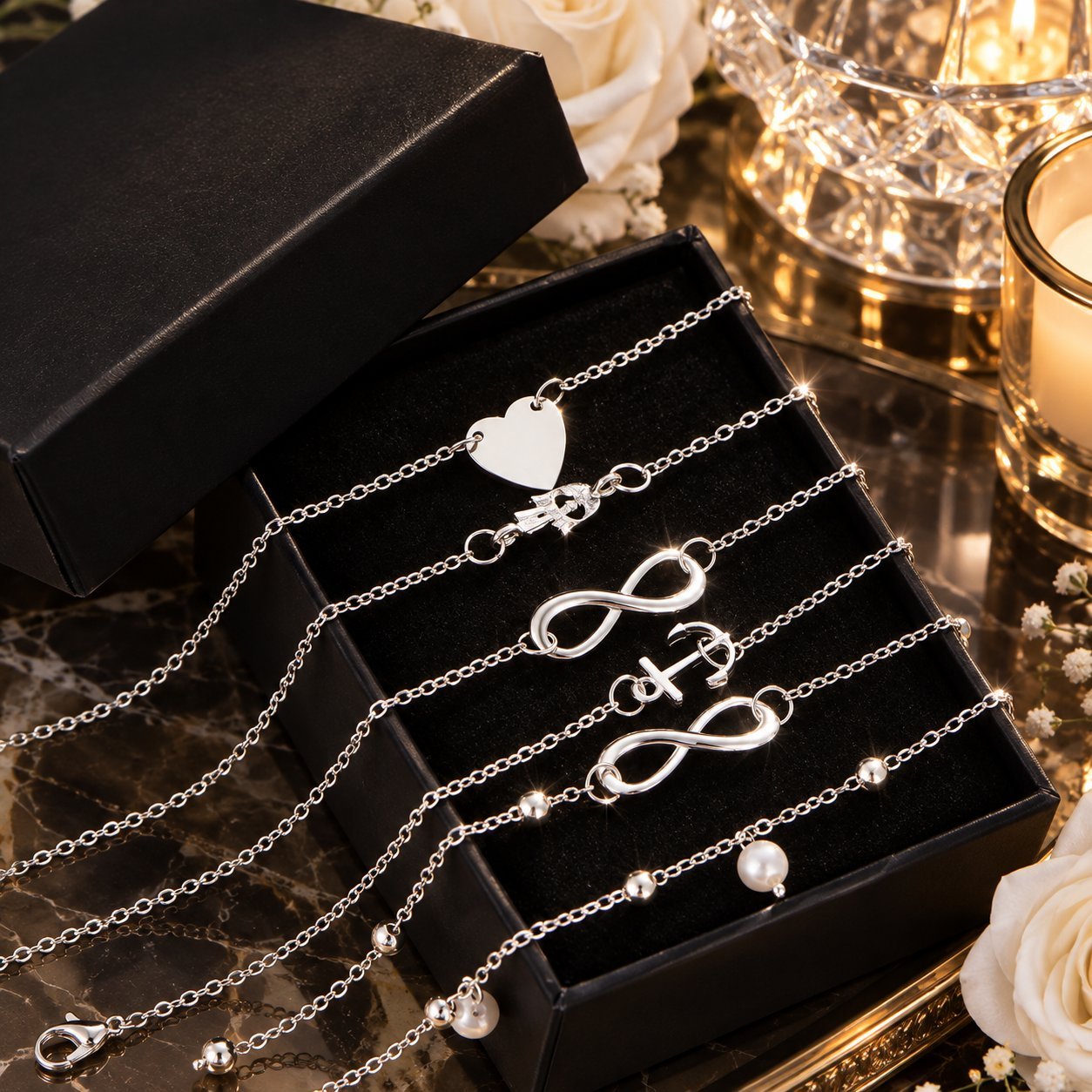Bracelet cheville 5piece inoxydable 