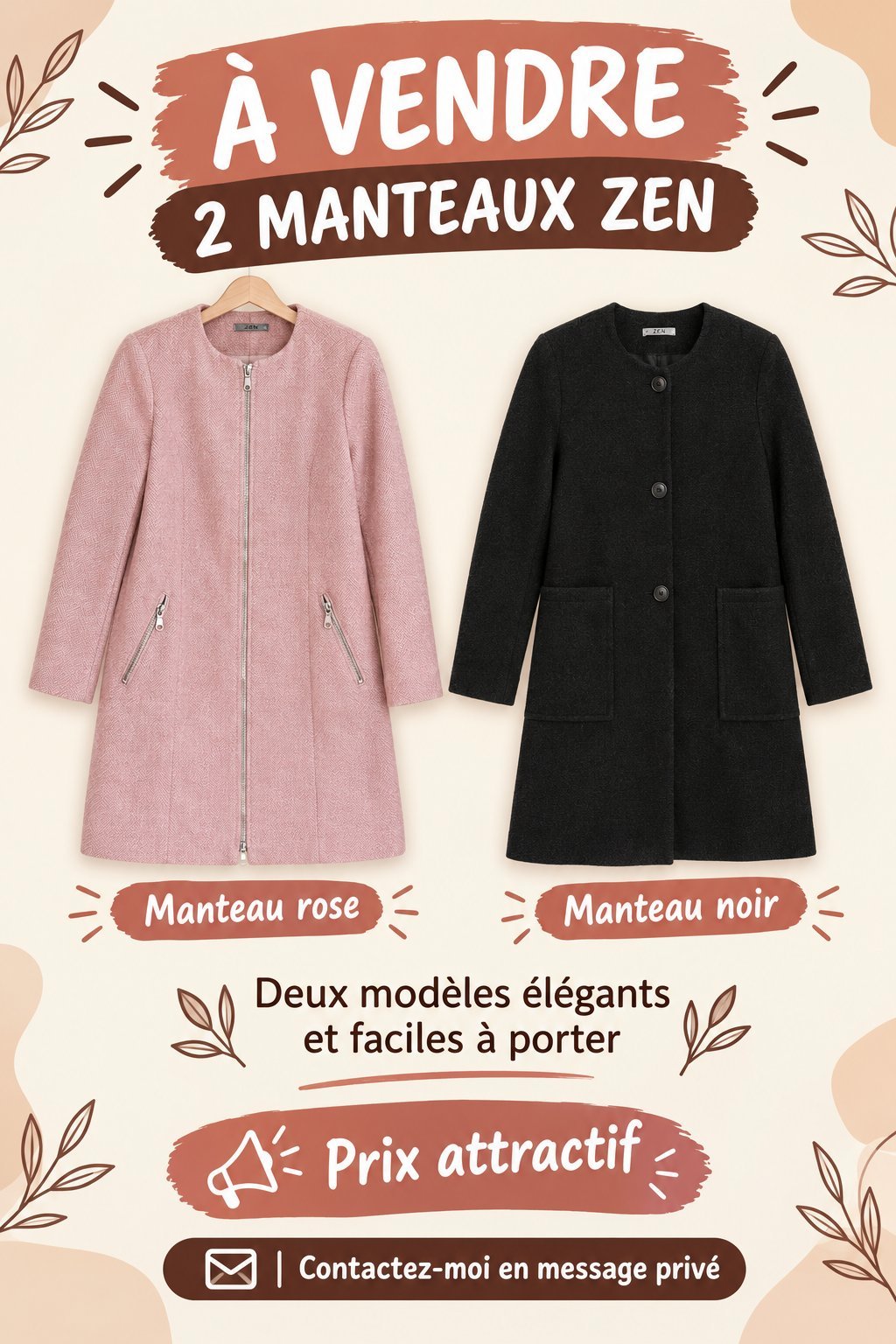 Manteau noir et rose 