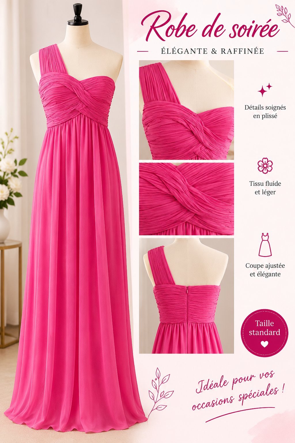 Robe soirée couleur rose taille 38-40