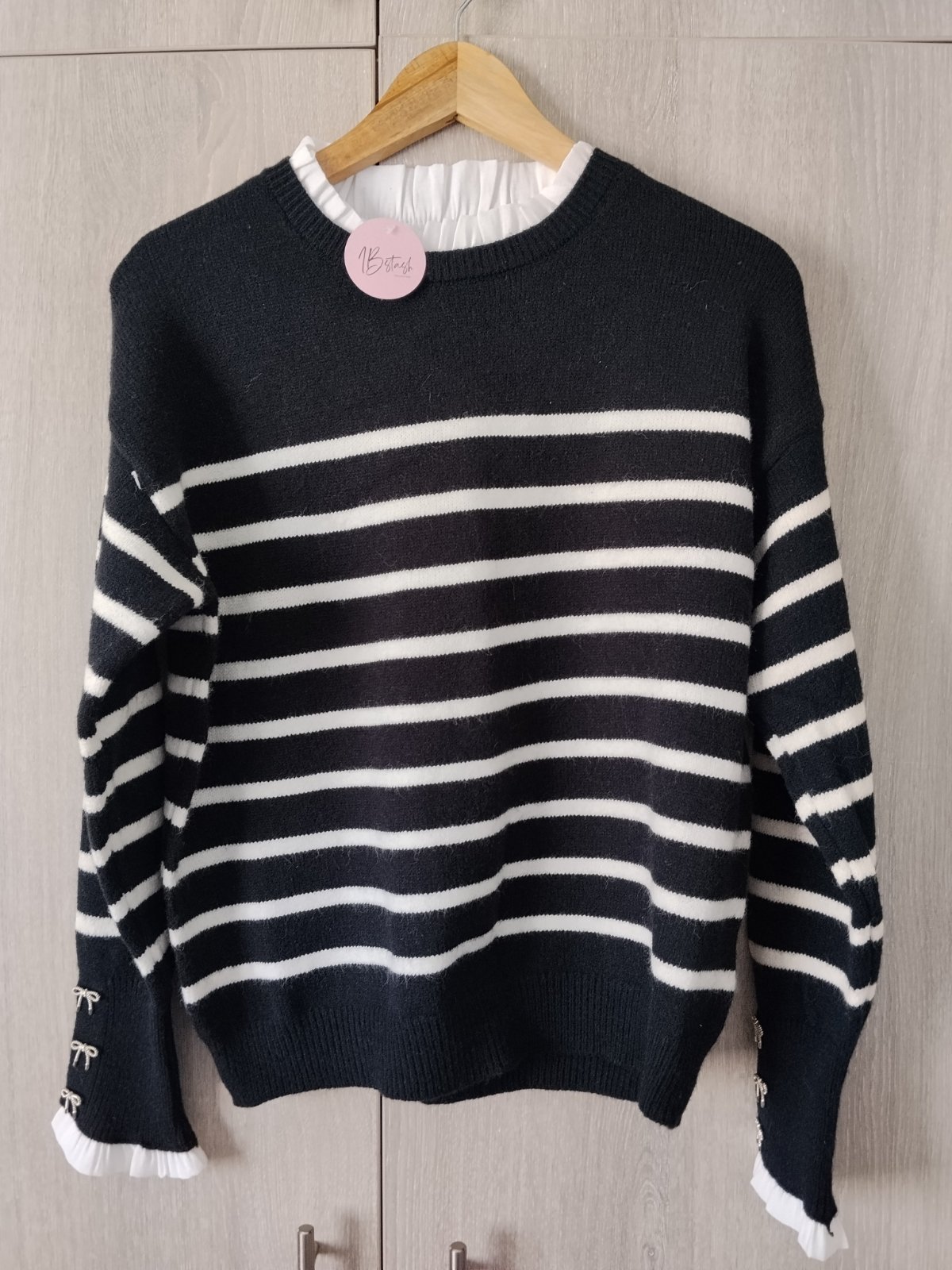 Pull rayé noir et blanc 