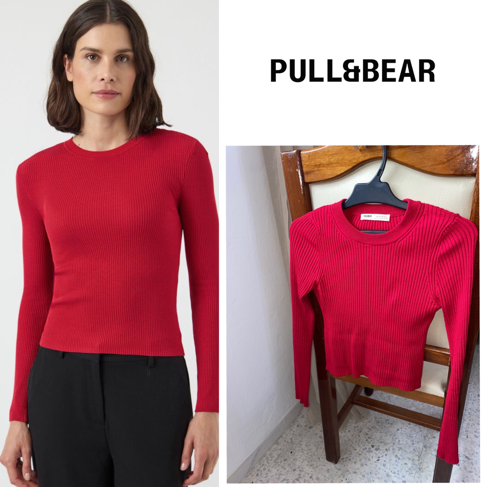 Pull rouge ajusté