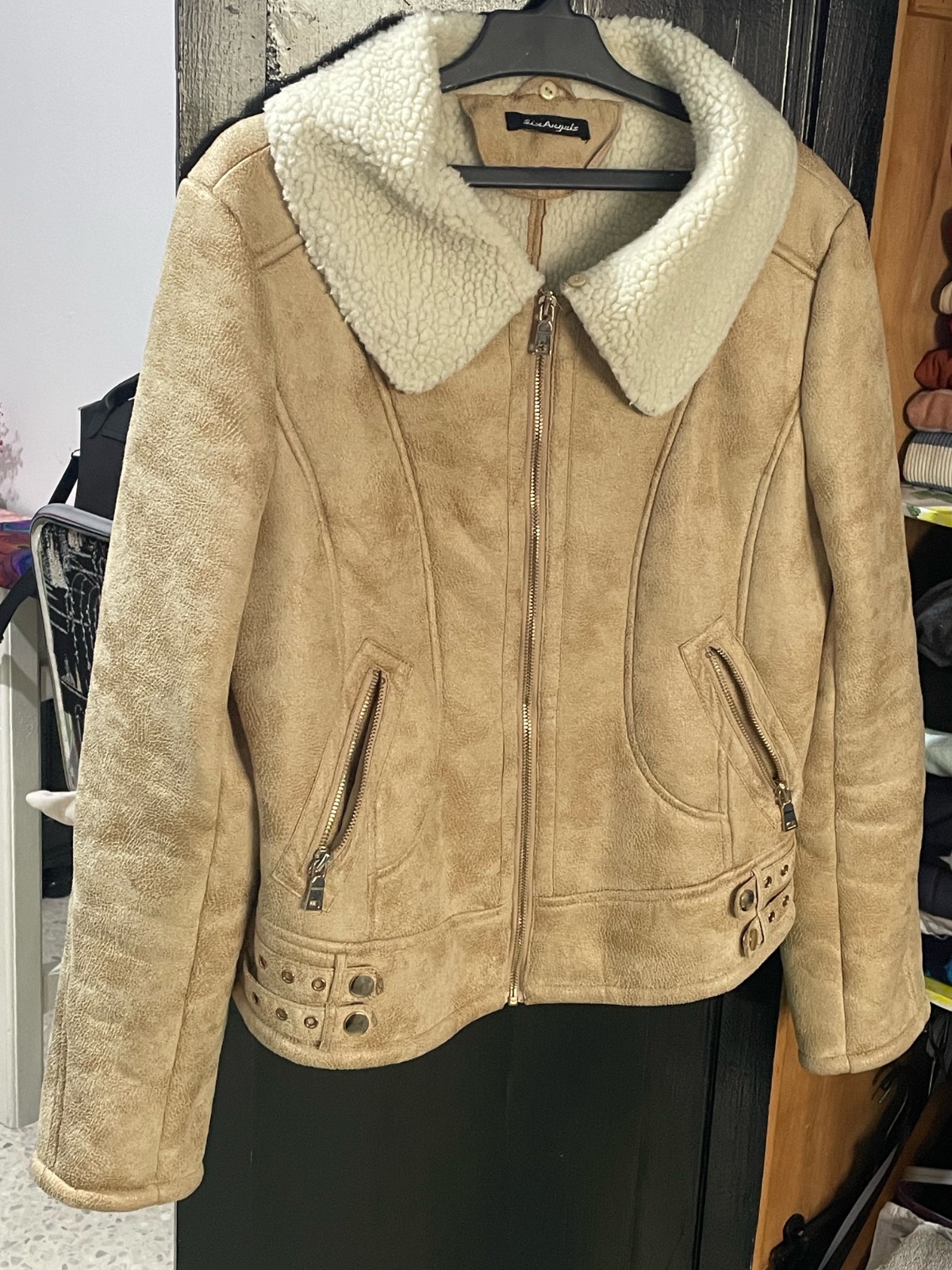 Blouson aviateur fourré - Beige