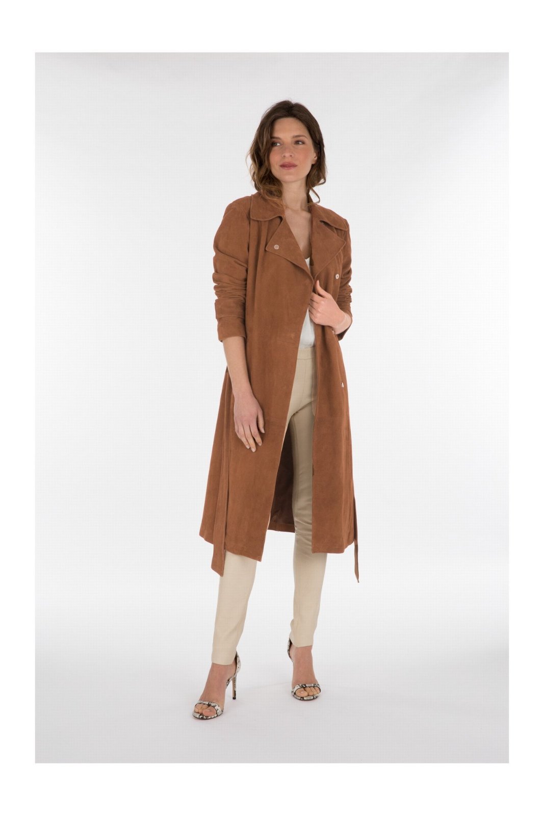 Trench daim pour femme 