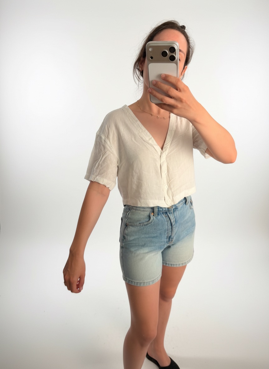 Chemise Bershka melange au lin