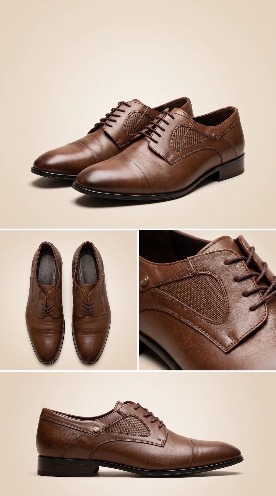 Chaussures derby cuir marron cap-tor homme bin etat 