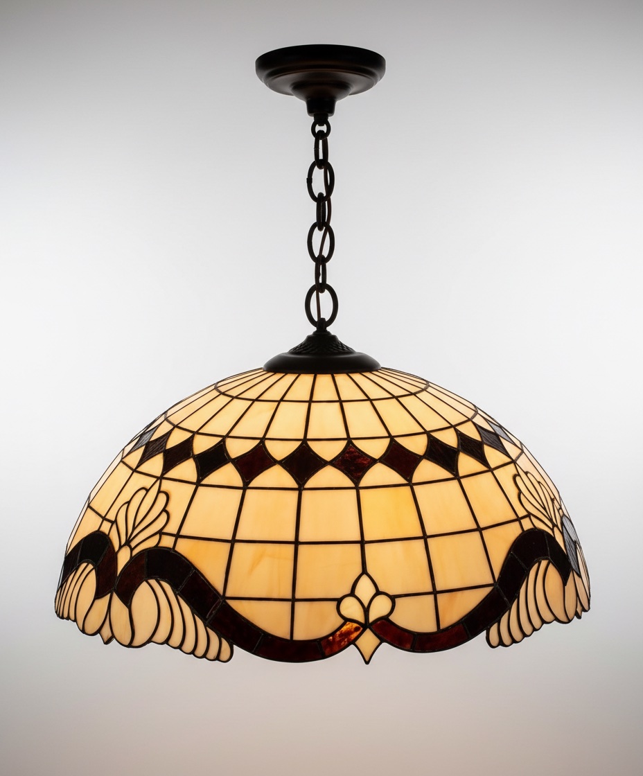 Magnifique suspension style Tiffany – verre travaillé à la main Diamètre 50cm
