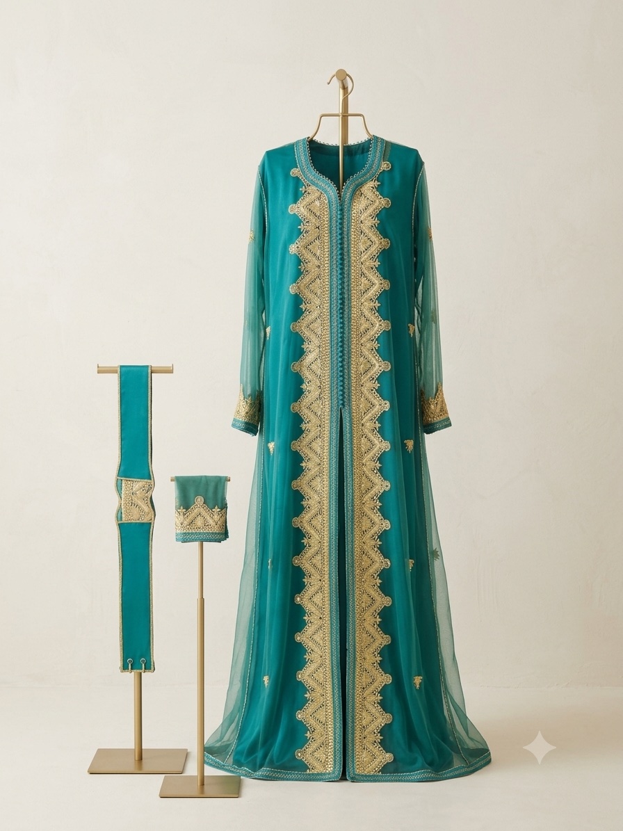 ✨ Caftan Turquoise & Or ✨