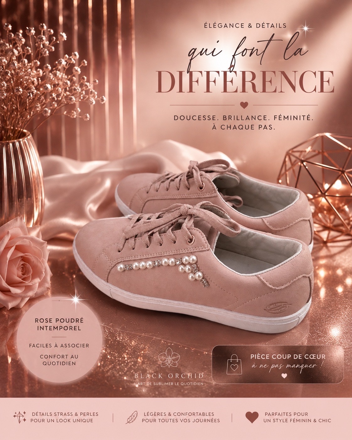 ✨ Sneakers rose poudré, pointure 39,  ✨