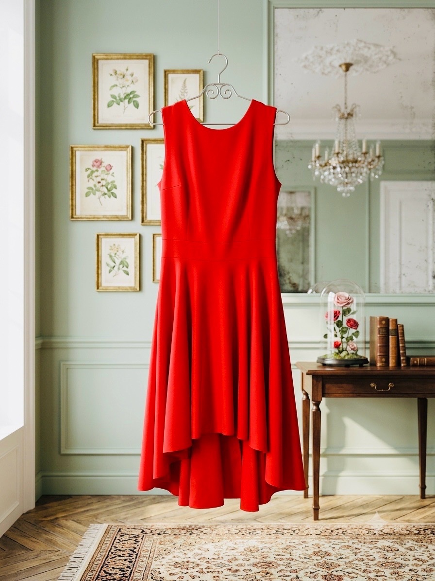 💃🏻 Robe élégante rouge passion — Coupe fluide & asymétrique
