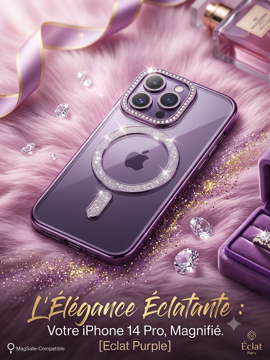 Coque I phone 14 pro 💜 L'Élégance Éclatante à portée de main ✨