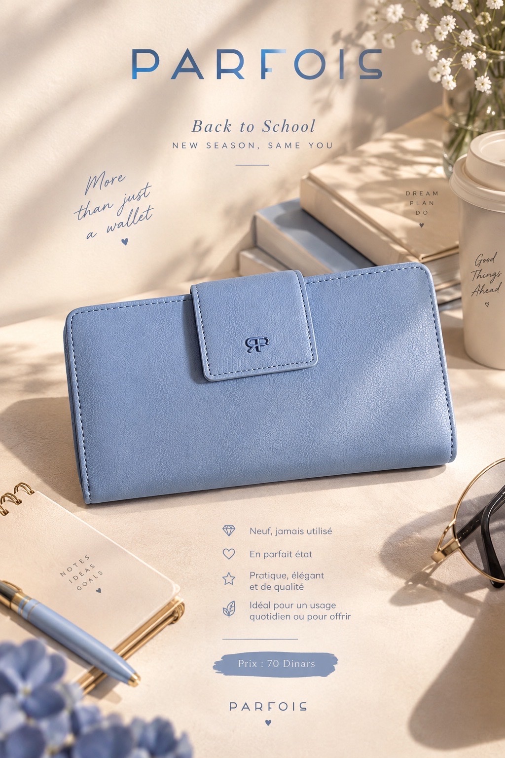 Alerte Back to school : Portefeuille Parfois – Baby Blue 🦋🩵