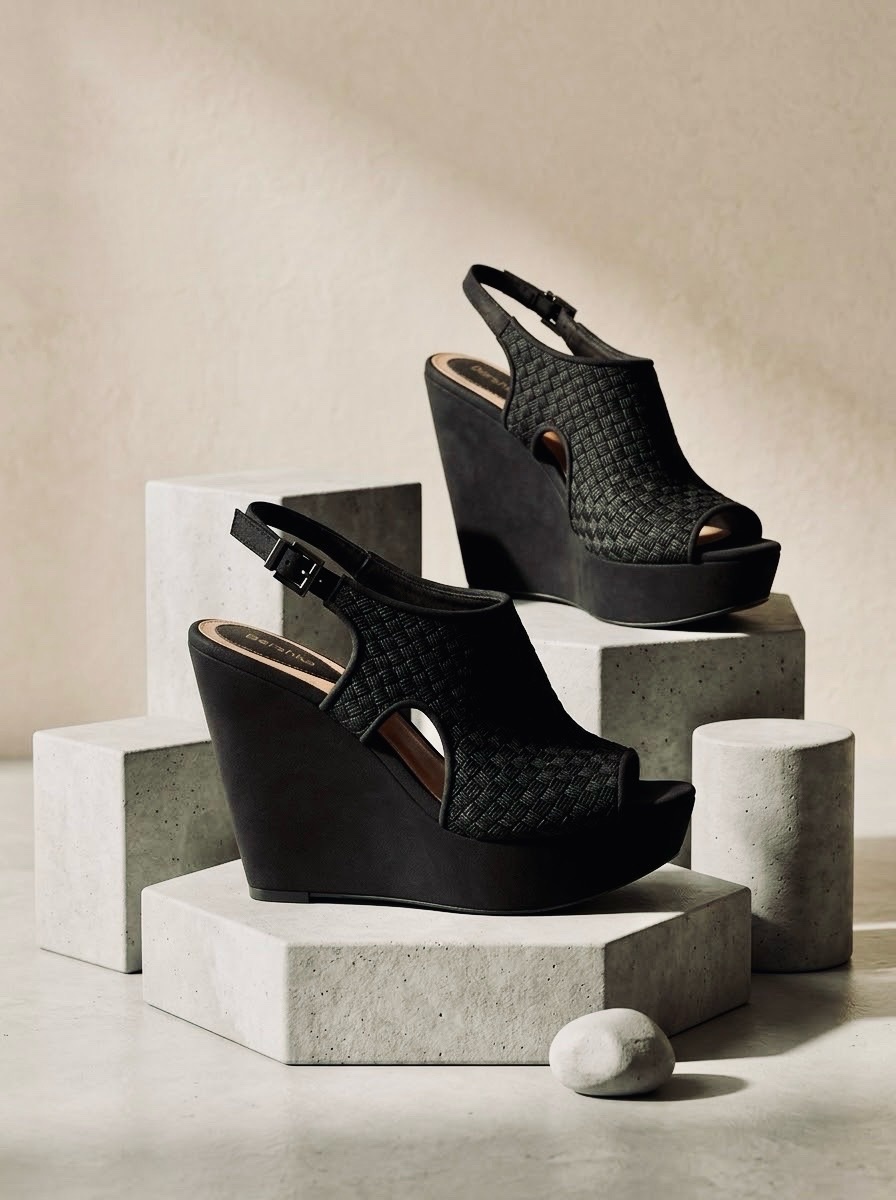 Sandales compensées noires Bershka – Pointure 36 🖤