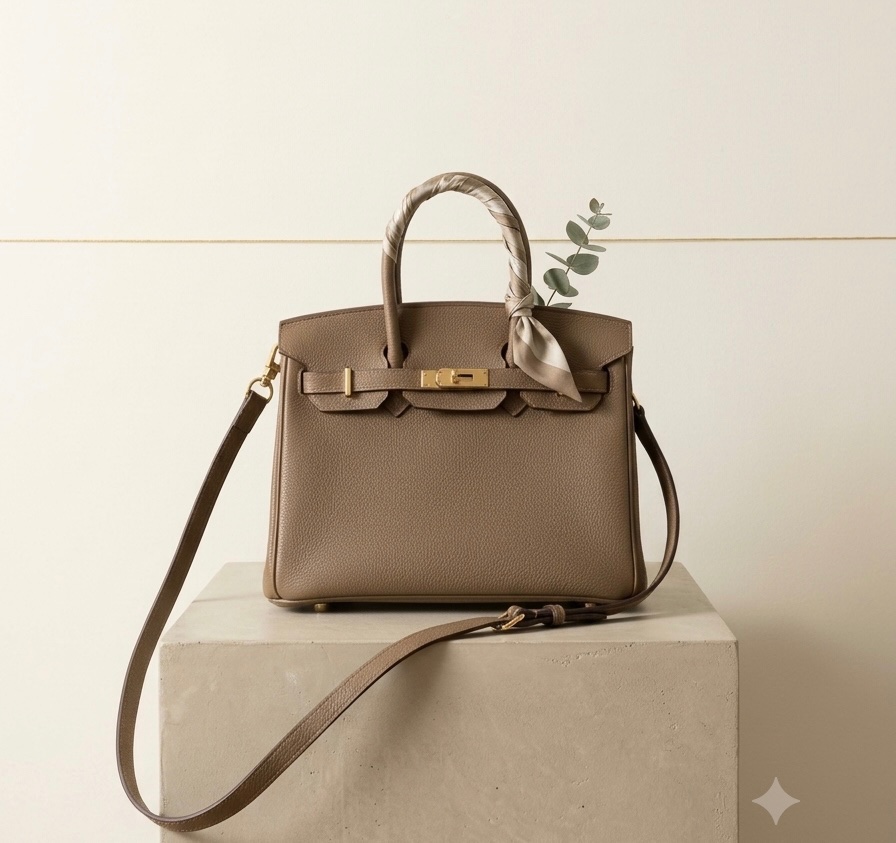 Sac style "Birkin" – grainé Taupe / Marron glacé 🤎