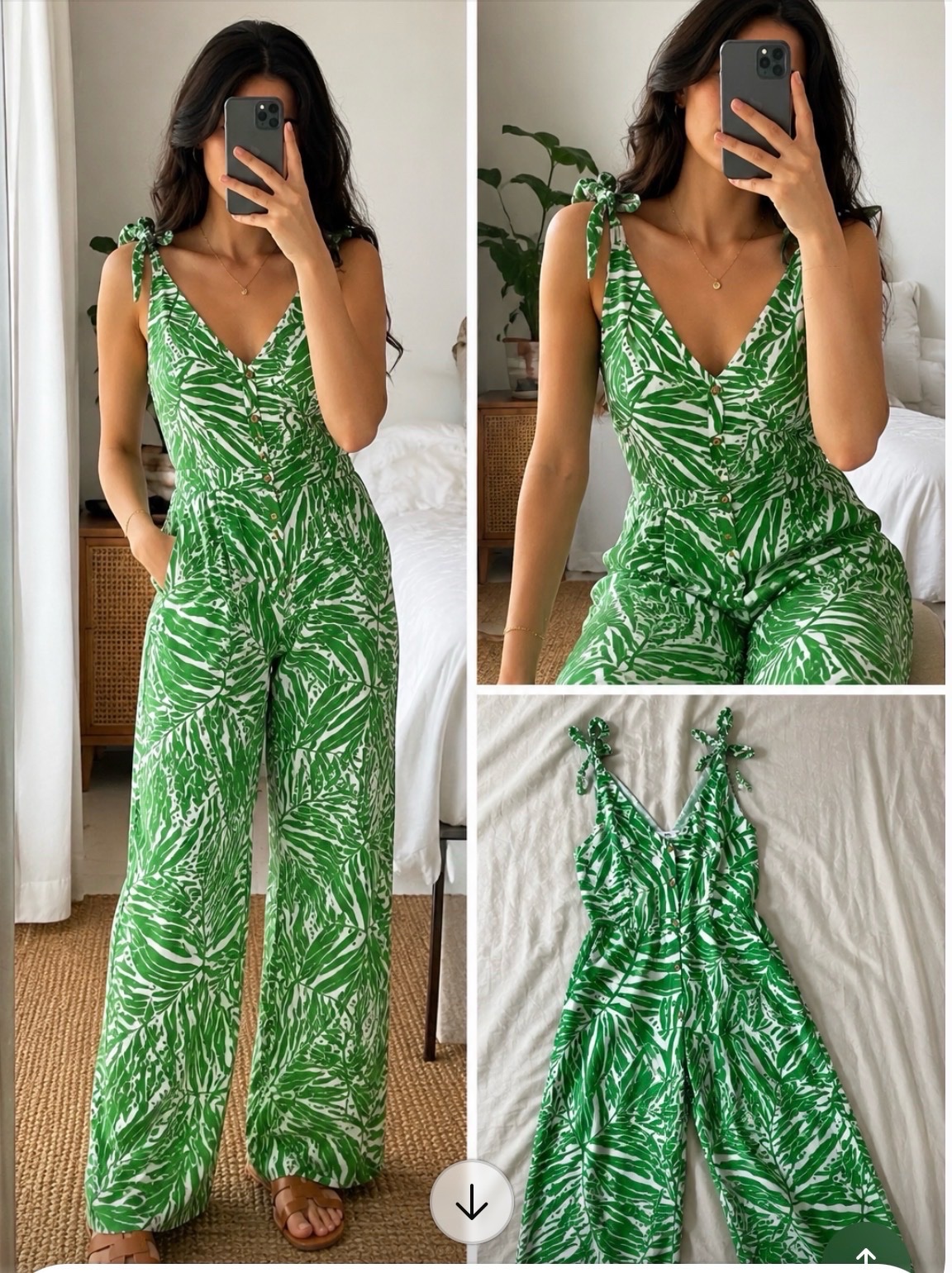 Combinaison MNG imprimé tropical vert et blanc