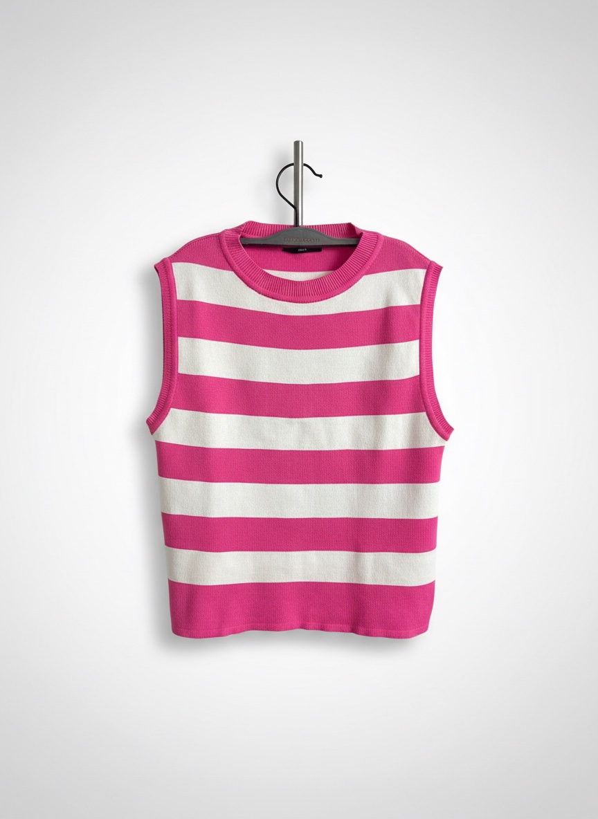 Pull rose et blanc