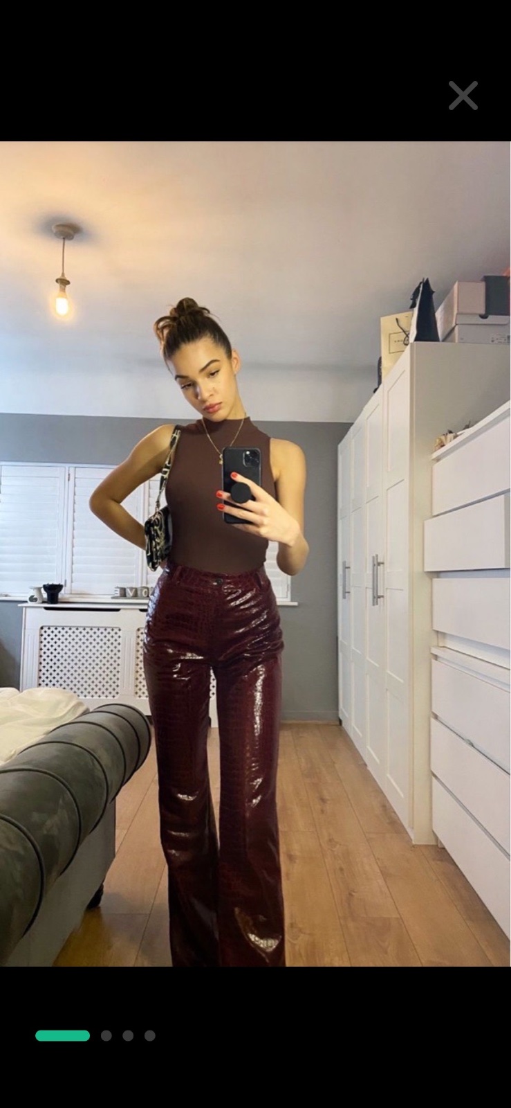 Pantalon cuir burgundy 