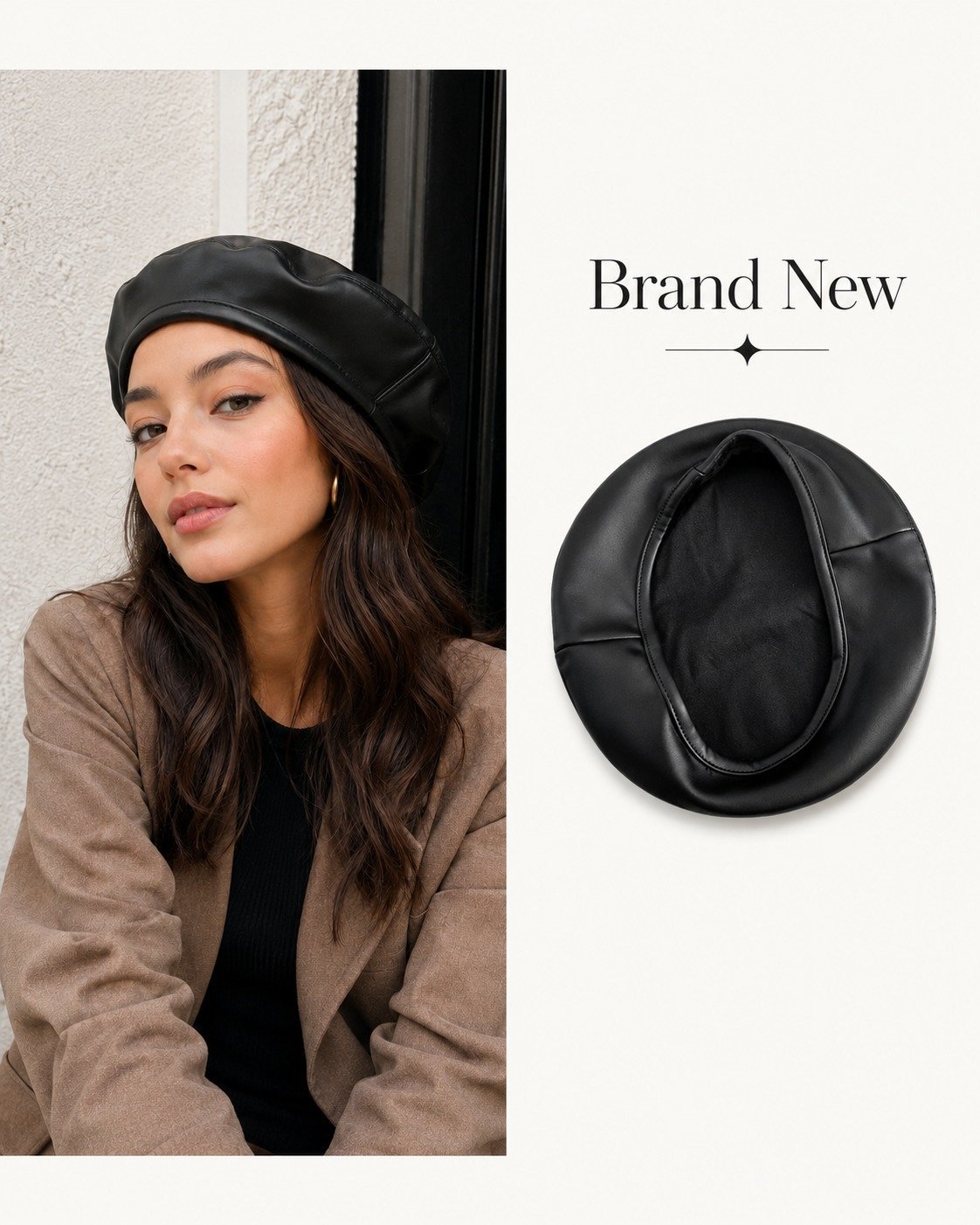Béret noir effet cuir Primark x Paula Echevarría neuf