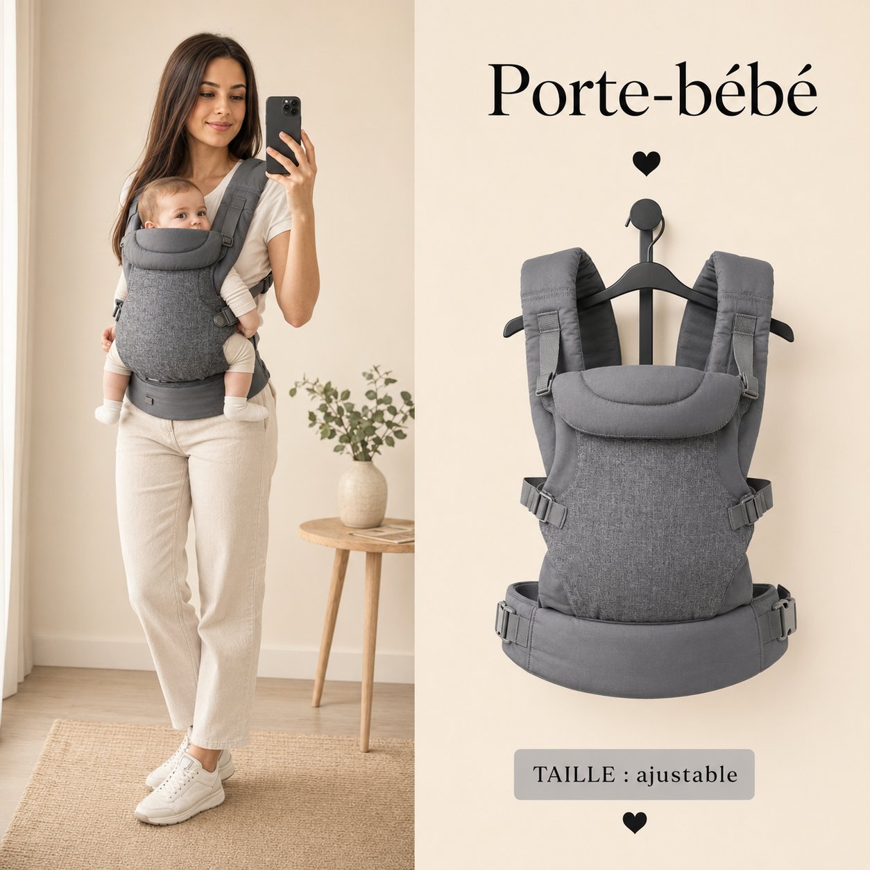 Porte-bébé ergonomique – Confort pour bébé & parent ♥️