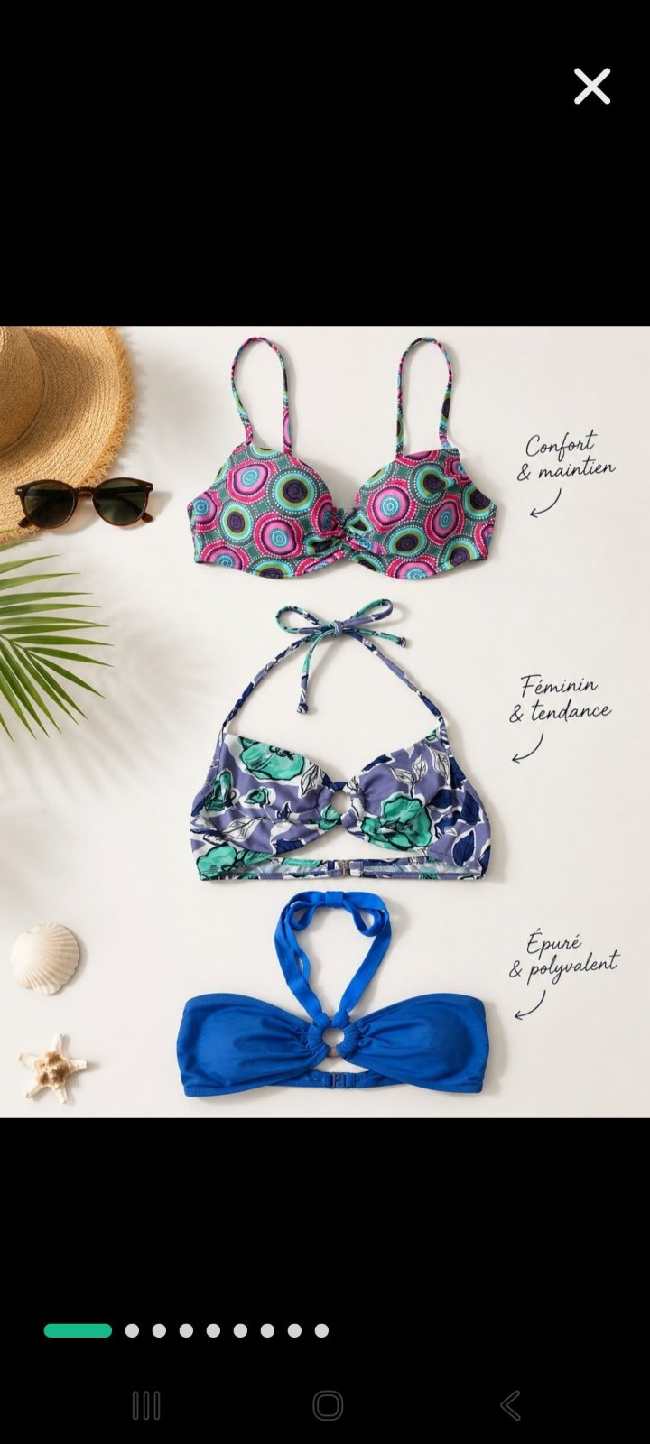 Promoo ❤️‍🔥: Lot de 3 haut de maillot etam neuf 🩵💙🩷💜