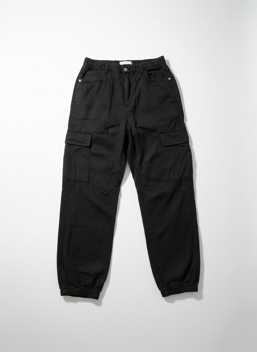 Pantalon cargo noir bershka taille s