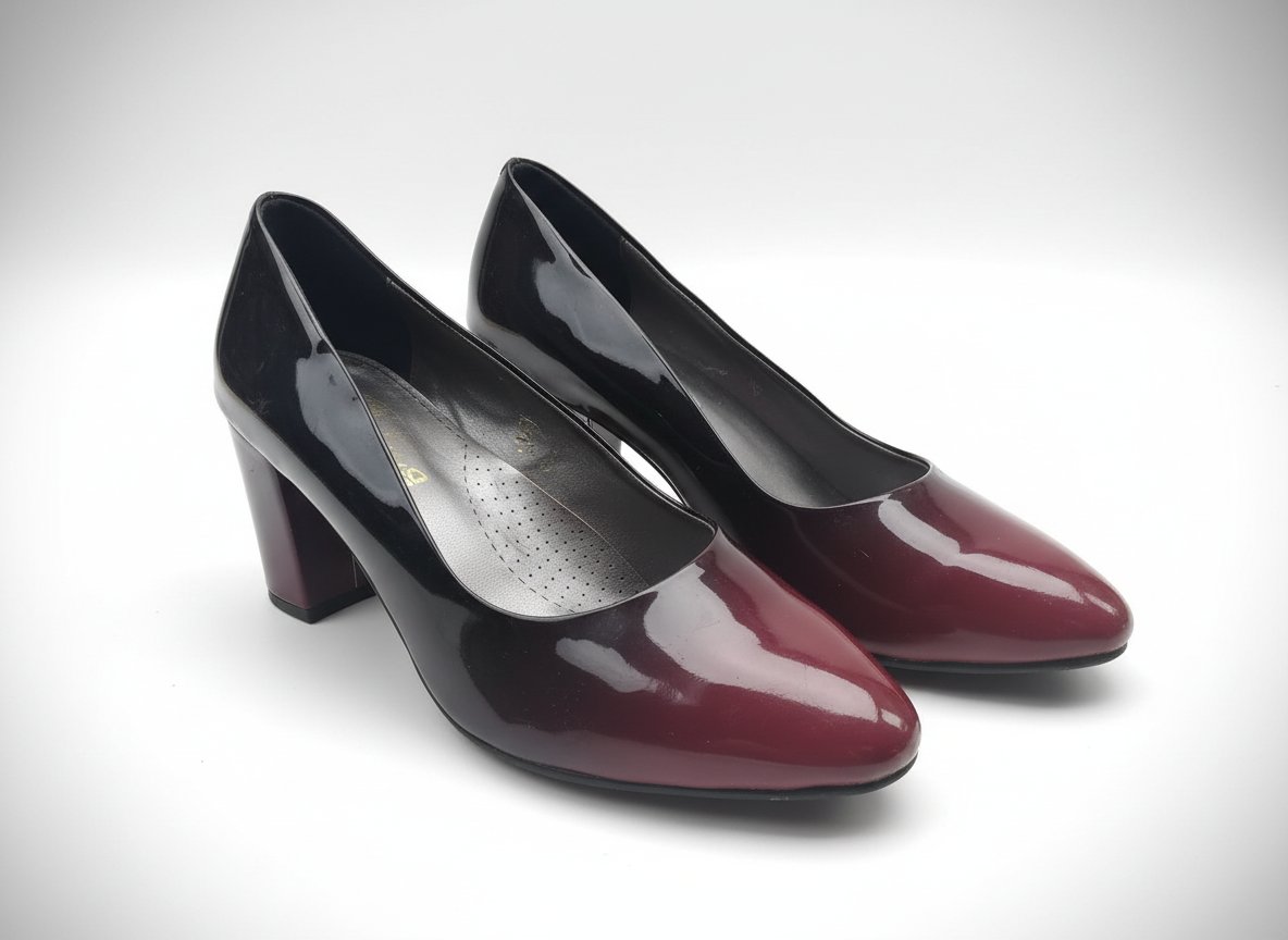 Escarpins vernis bordeaux et noir - pointure 42