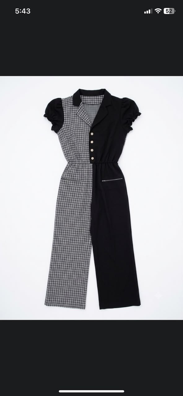 Combinaison Pantalon Bicolore (Pied-de-poule / Noir)