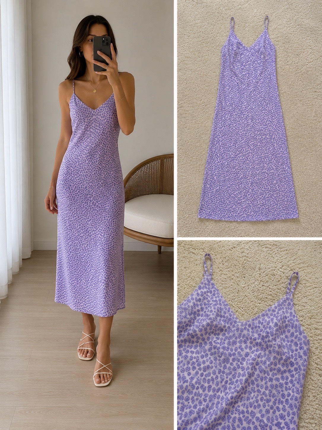 Robe midi lilas à imprimé floral Taille XS