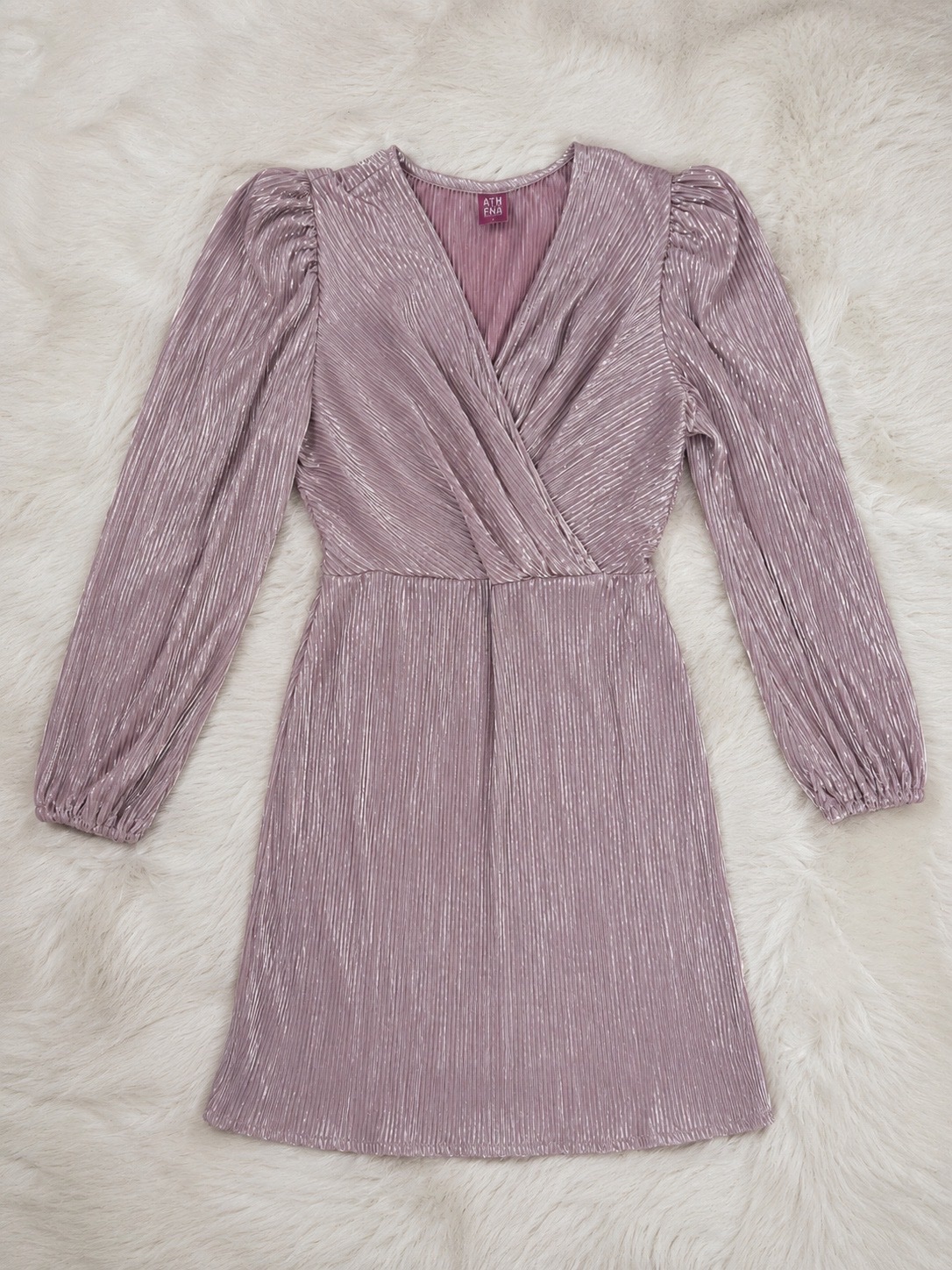  Robe plissée métallisée mauve poudré – Taille S 