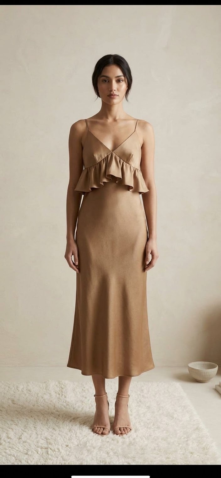 Robe midi en bronze taille XS de la marque HM