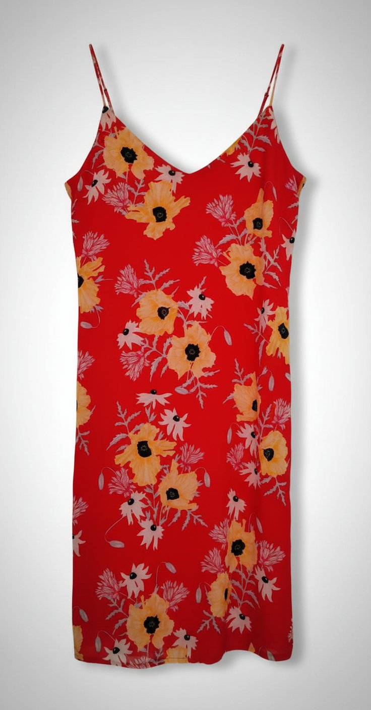 Robe rouge florale 