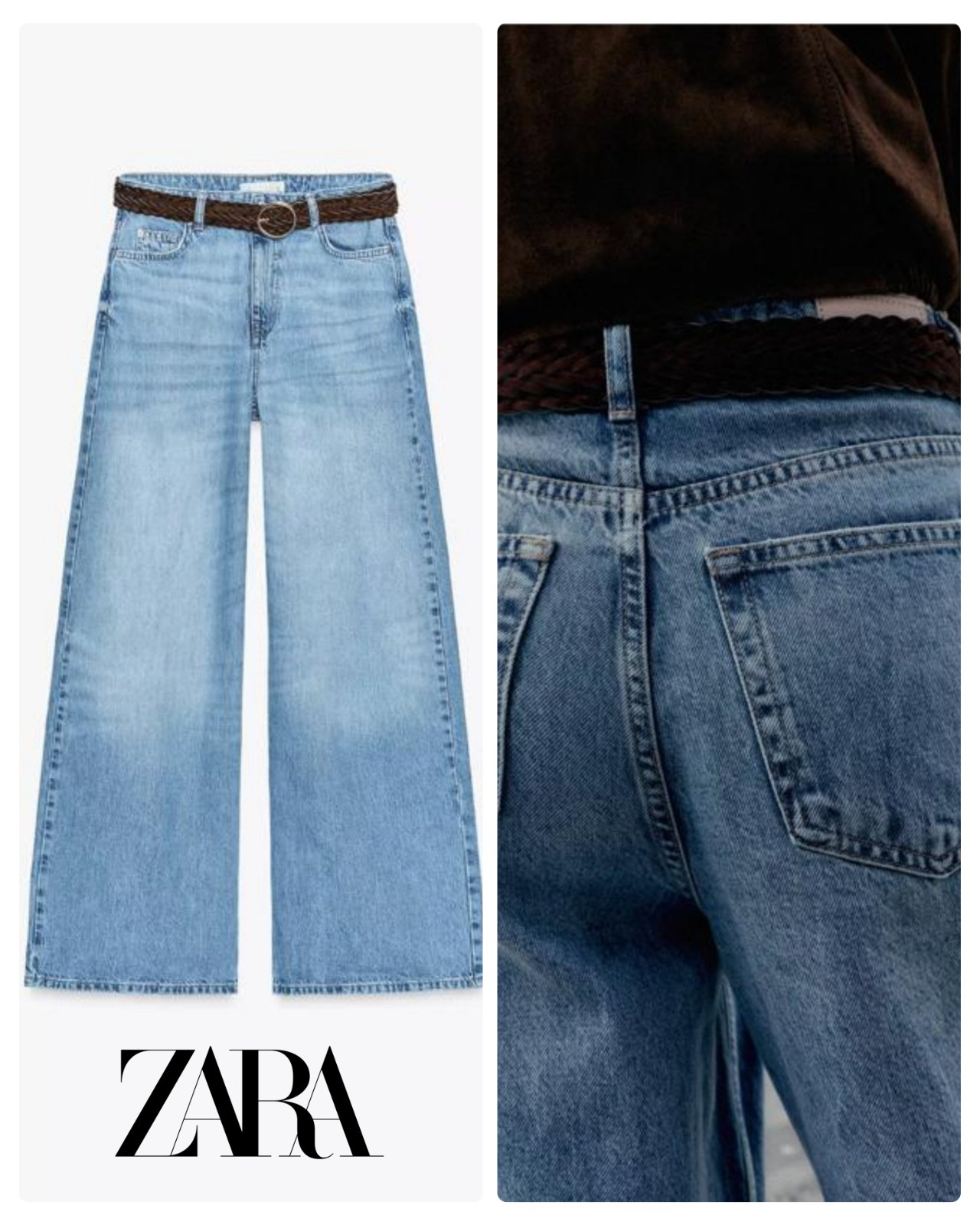 Superbe Pantalon en Denim High Waisted et Full Length Avec Ceinture 💖💝