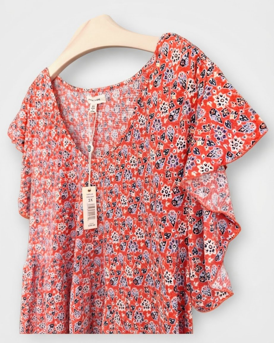 Superbe Robe de Jour Très Stylée et Fluide Couleur Corail GRANDE Taille NEUVE 💖💝