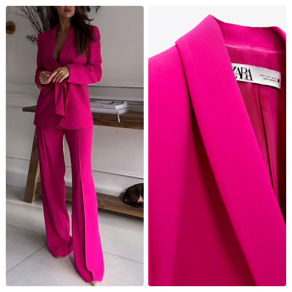 Sublimissime Veste FUSHIA PINK Col Smoking Ceinturée Hyper Glamour NC NEUVE 💖💝 (j'ai baissé le prix)